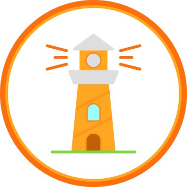 Deniz feneri. Web simgesi basit illüstrasyon