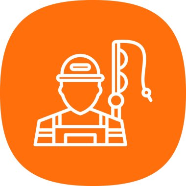 Beyaz arkaplanda balıkçı simgesi izole edildi 
