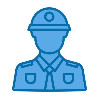 Beyaz arkaplan vektör çiziminde mavi gözlü asker