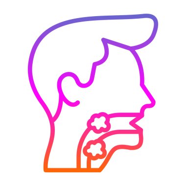 Erkek boğaz ikonu. Gırtlak kanseri vektör logosunun ağ için düz çizimi 