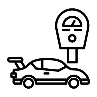 Otomobil simgesi vektör illüstrasyonlu parkmetre
