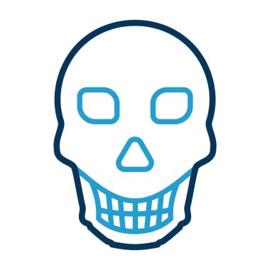 Ölü kafatası ikonu vektörü. Mavi çizgi sembolü izole edildi. izole edilmiş renk çizimi