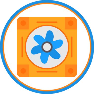 Soğutucunun vektör çizimi. Havalandırma fan çizimi, pictogram