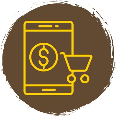 Alışveriş arabası simgesi, çevrimiçi depolama, vektör illüstrasyonlu tablet