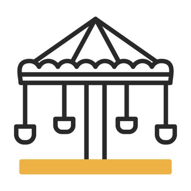 Lunapark atlıkarınca ikonu. Beyaz arkaplanda izole edilmiş web tasarımı için ana hatlı lunapark eğlence vektör simgesi