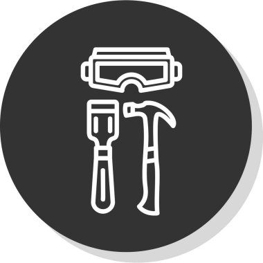 Beyaz arkaplanda izole edilmiş düz biçimli tamir aracı simgesi.