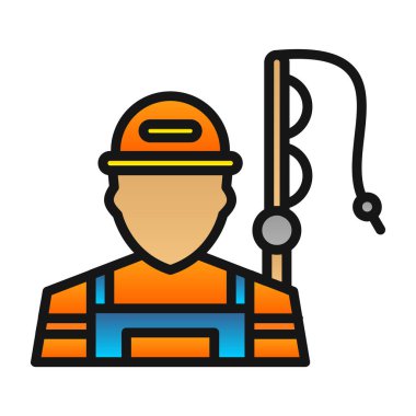 Beyaz arkaplanda balıkçı simgesi izole edildi 