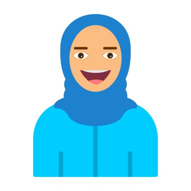 Eşarp simgesi, avatar, vektör illüstrasyon tasarımı olan Müslüman kadın 