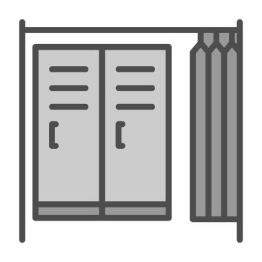 Web ve mobil uygulaması tasarım, dolap logo kavramı için beyaz arka plan üzerinde izole gardırop simge vektör