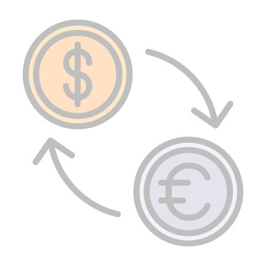 Döviz kuru düz simgesi, vektör illüstrasyonu basit tasarım