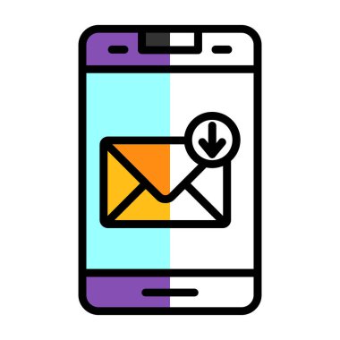 akıllı telefon e- posta e- posta simgesi vektör ana hatları