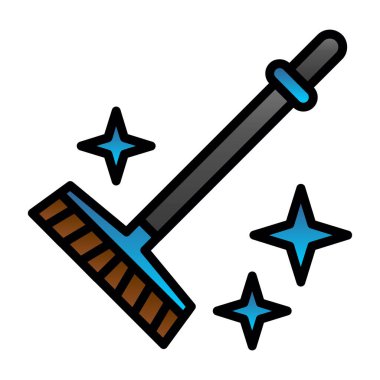 süpürge simgesi renk ana hatları vektörü