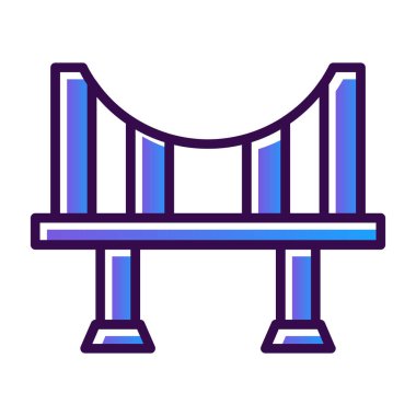 Köprü simgesi vektörü. İnce çizgi işareti. İzole edilmiş kontür sembolü gösterimi