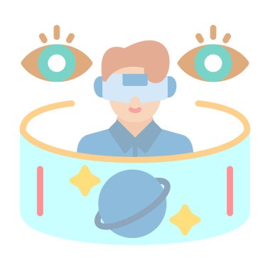 Sanal gerçeklik kulaklığı olan bir adamın vektör çizimi