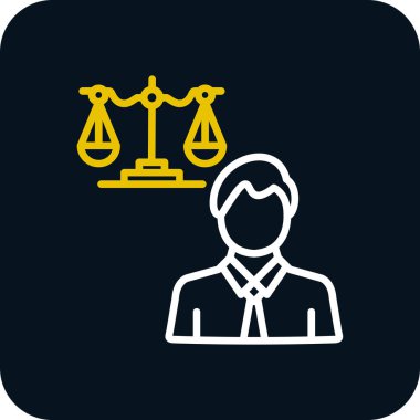 Avukat ikon çizgisinin vektör çizimi. Güzel hukuk öğesi aynı zamanda adalet simgesi olarak da kullanılabilir.