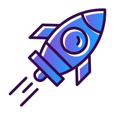 Roket gemi simgesi, vektör çizimi basit tasarım