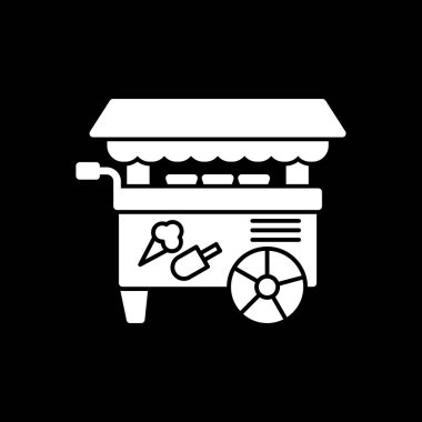 Basit dondurma arabası simgesi, vektör illüstrasyonu