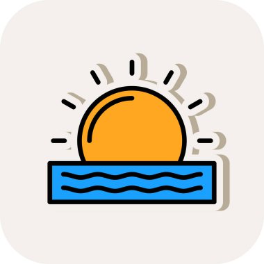 Gün doğumu ikon vektör çizimi tasarımı