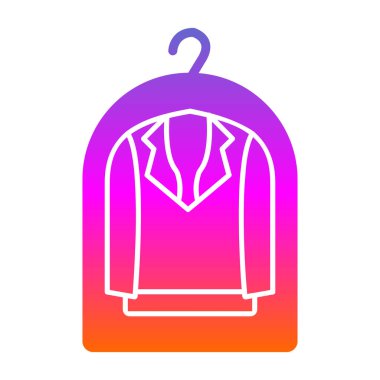 Gradyan giysi simgesi. Beyaz arkaplanda moda düz biçim vektör simgesi