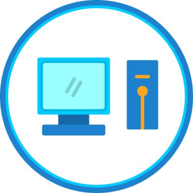 bilgisayar vektörü düz renk simgesi  