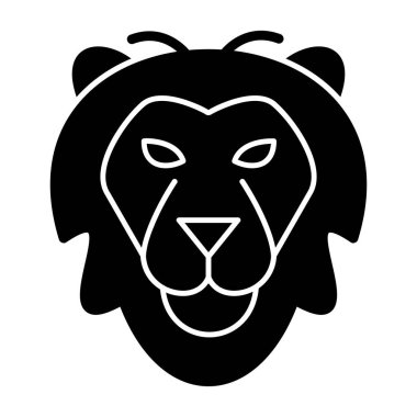 Aslan başı simgesi, vektör illüstrasyonu basit tasarım