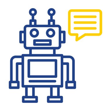 Konuşma baloncuğu simgesine sahip robot