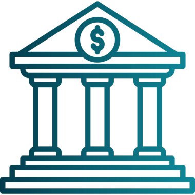 Banka binası vektör simgesi. biçim düz semboldür 