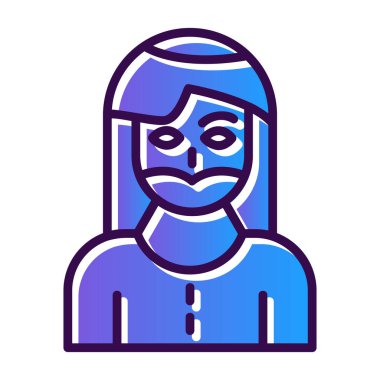 Sakallı kadın simgesi, vektör illüstrasyonu