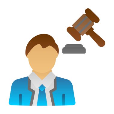 İnsan ikonu tarafından temsil edilen hukuk ve adalet kavramı. izole ve beyaz illüstrasyon