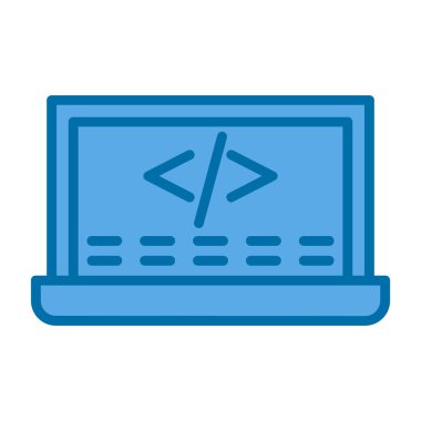 Web geliştirme simgesi. Ekranda kod, vektör illüstrasyonu