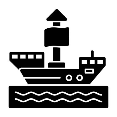 Tekne ikonu. Web tasarımı için basit bir gemi vektör simgesi çizimi