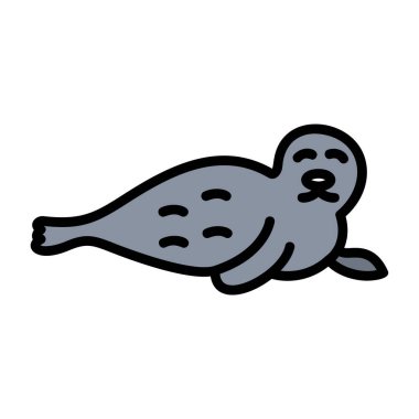 şirin fok simgesi, vektör illüstrasyonu