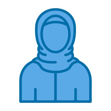 Eşarp simgesi, avatar, vektör illüstrasyon tasarımı olan Müslüman kadın 