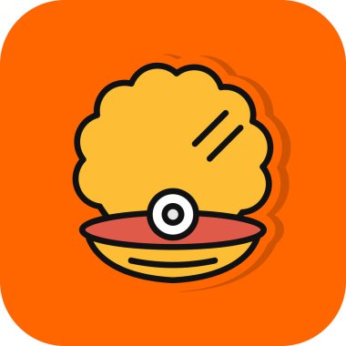 Kabuk kabuğu simgesinde inci, vektör illüstrasyonu