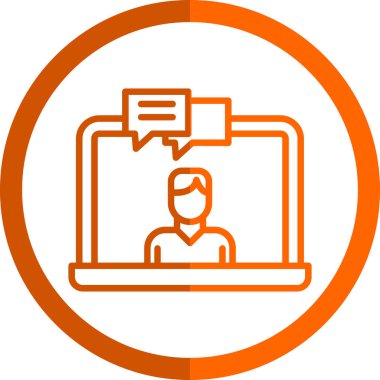 Çevrimiçi konferans. Web simgesi basit illüstrasyon