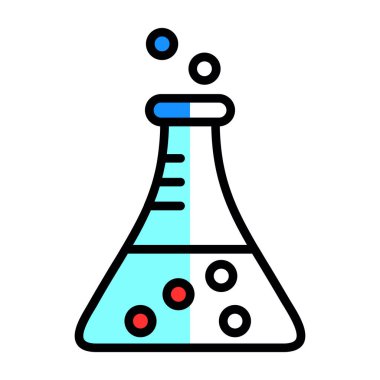 Bilim şişesi. Basit tasarım. Beaker vektör simgesi              
