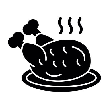 Kızarmış tavuk simgesi, vektör çizimi basit tasarım