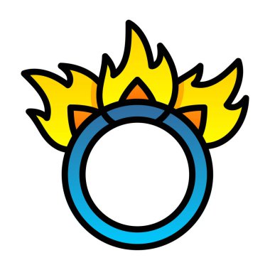 Ateş ikonu halkası, vektör illüstrasyonu 