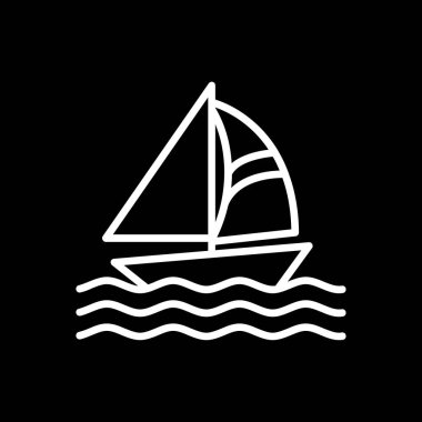 Siyah arka planda bir yat simgesi. vektör illüstrasyonu.