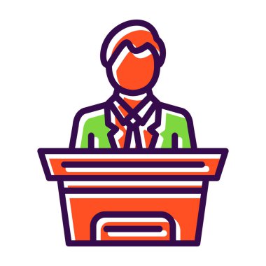 Konferans konuşmacısı ikonu. özet konferans hoparlörü vektör rengi ince izole