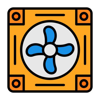 Soğutucunun vektör çizimi. Havalandırma fan çizimi, pictogram