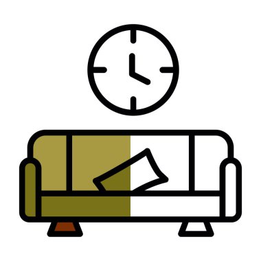 kanepe ve masa lambası, illüstrasyon, beyaz arkaplanda vektör