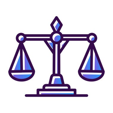 Adalet ve hukuk simgesi, vektör illüstrasyonu