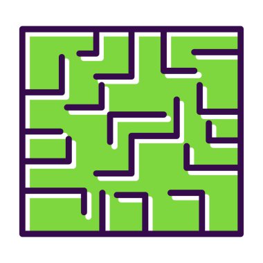 Labirent düz simgesi, vektör illüstrasyonu