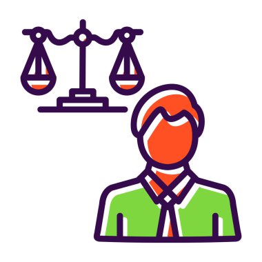 Hukuk ve adalet simgesi, vektör illüstrasyonu