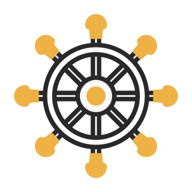 Direksiyon ikonu. Web için basit bir tekerlek vektör simgesi çizimi                    