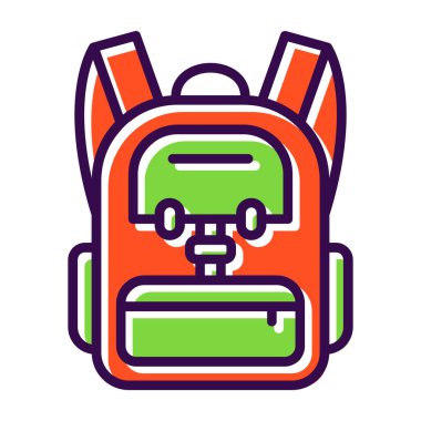 sırt çantası simgesi, grafik tasarımı, vektör illüstrasyonu 