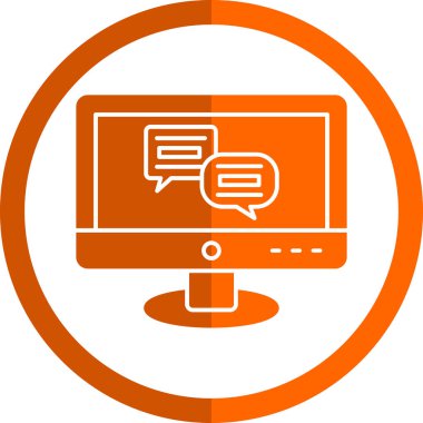 Konuşma baloncuğu simgesi ile bilgisayar monitörü.