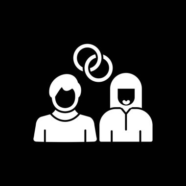 Yüzüklü kadın ve erkek, evlilik yassı vektör simgeleri 