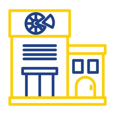 Pizza dükkanı binası simgesi, vektör illüstrasyon tasarımı